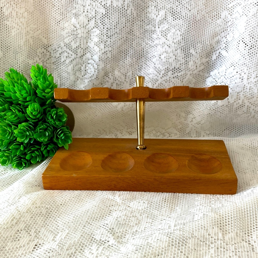 Fantastic Vintage Mid Century Modern Monkey Pod Wood Pipe Holder, Rack.